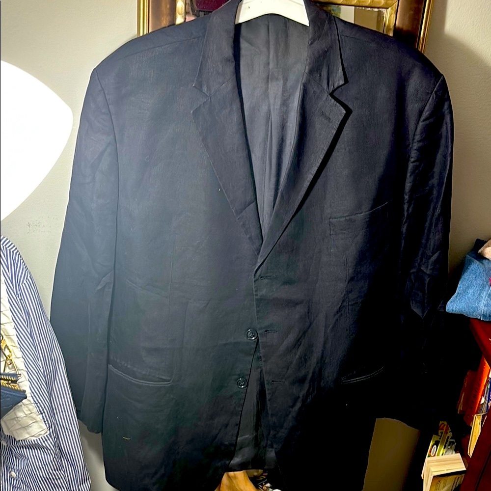 Blue linen Sport Coat with Notched Lapel